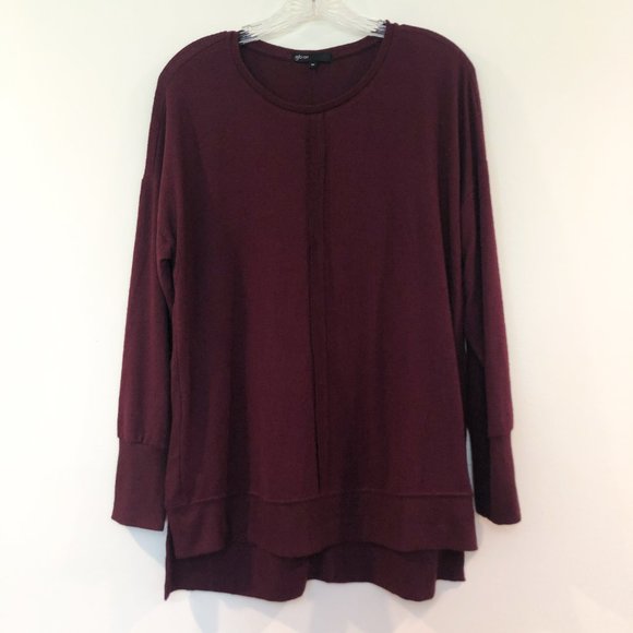 Gibson Sweaters - Gibson Maroon Crew Neck Sweater Petite Large
